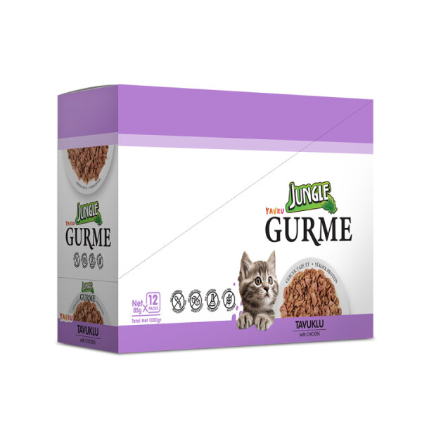 Jungle Gurme 85 g Yavru Tavuklu Kedi Konservesi 12 Adet - 2