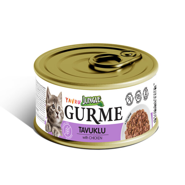 Jungle Gurme 85 g Yavru Tavuklu Kedi Konservesi 12 Adet - 1