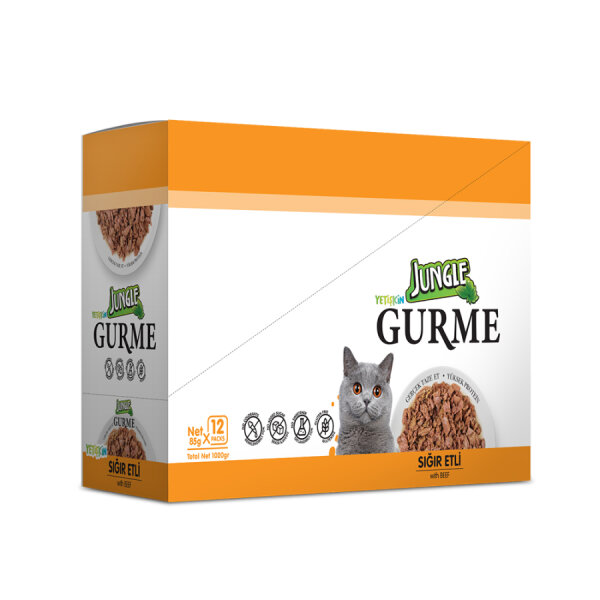Jungle Gurme 85 g Yetişkin Sığır Etli Kedi Konservesi 12 Adet - 2