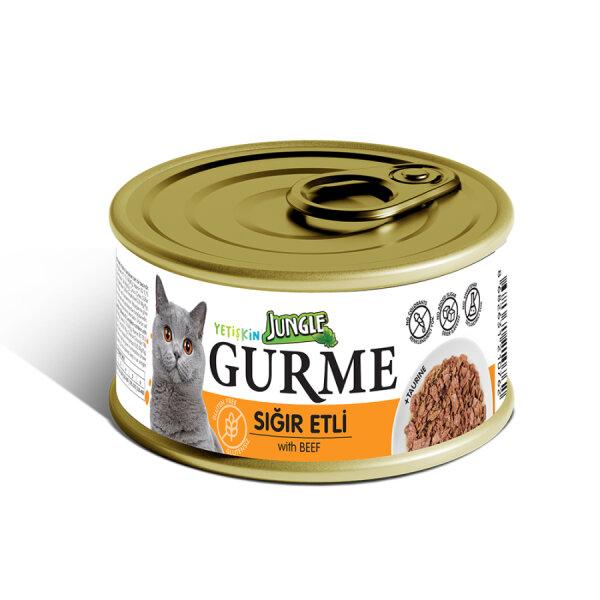 Jungle Gurme 85 g Yetişkin Sığır Etli Kedi Konservesi 12 Adet - 1