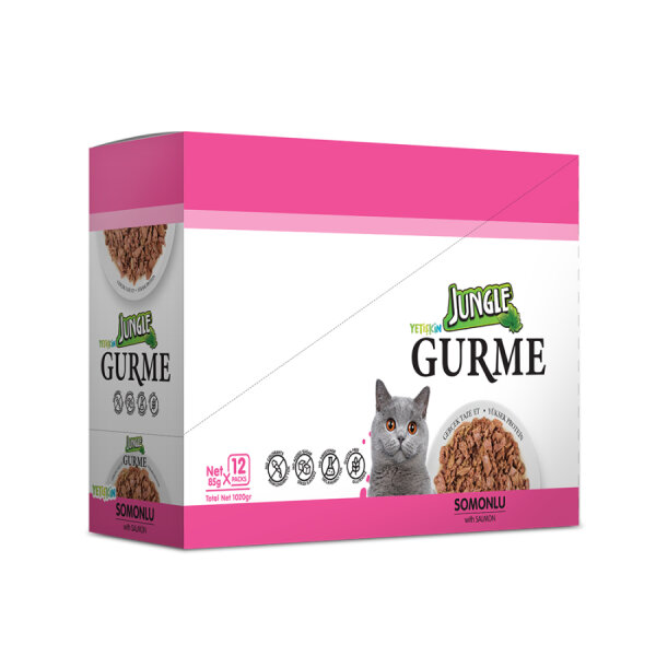 Jungle Gurme 85 g Yetişkin Somonlu Kedi Konservesi 12 Adet - 2