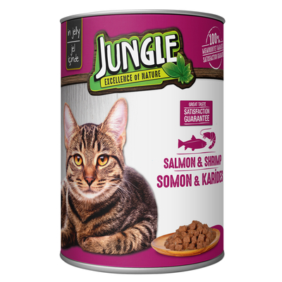 Jungle - Jungle Kedi 415 gr Somonlu-Karidesli Kons. 24 Adet