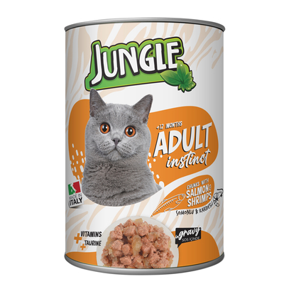 Jungle - Jungle Kedi 415 gr Somonlu-Karidesli Konserve 24 Adet