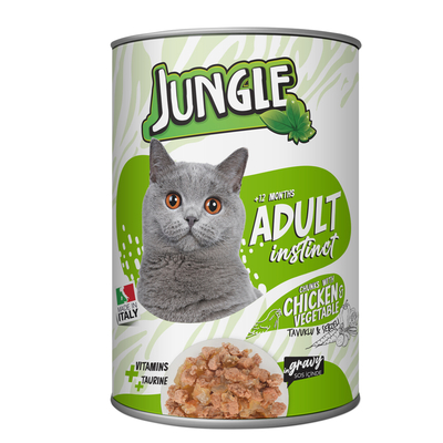 Jungle - Jungle Kedi 415 gr Tavuklu-Sebzeli Konserve 24 Adet