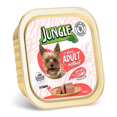 Jungle Köpek 100g Tahılsız Kuzu Etli Pate Alucup - 16 Adet - Jungle