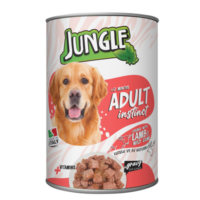 Jungle - Jungle Köpek 415 gr Biftekli-Sebzeli Konserve 24 Adet