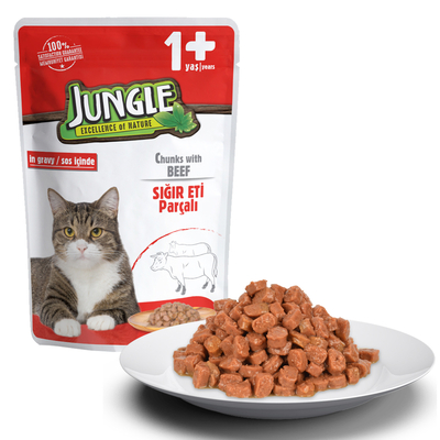 Jungle - Jungle Kedi Biftekli 24 Adet 100 g Pouch