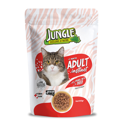 Jungle Kedi Biftekli 24 Adet 100 g Pouch - Jungle