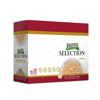 Jungle Selection 70 g Tavuk-Somon Kedi Yaş Mama 12 Adet - 3