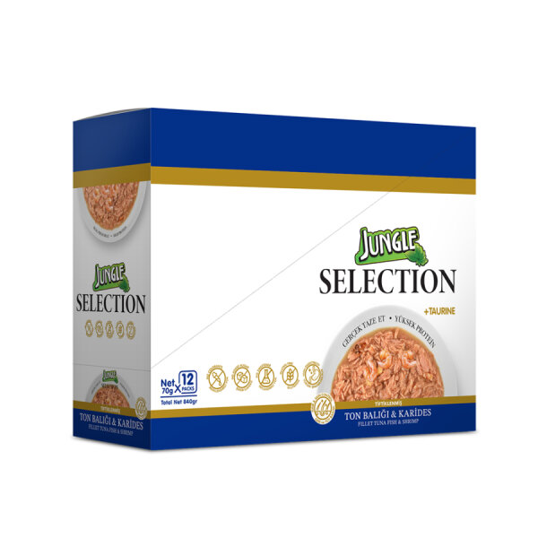 Jungle Selection 70 g Ton-Karides Kedi Yaş Mama 12 Adet - 3