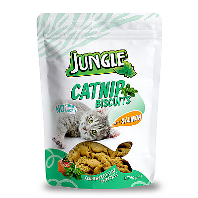 Jungle Somonlu Catnipli Kedi Bisküvisi 40 gr - 10 Adet - Jungle