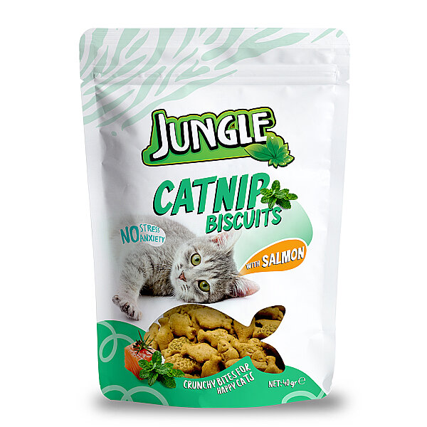 Jungle Somonlu Catnipli Kedi Bisküvisi 40 gr - 10 Adet - 1