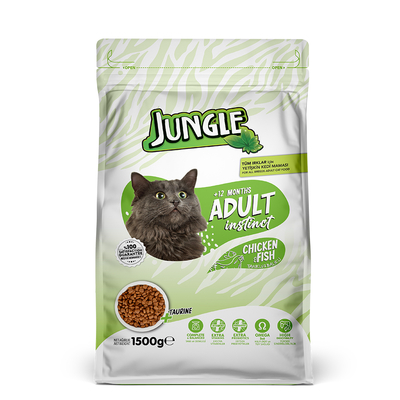 Jungle - Jungle 1,5 kg-4 Adet Tavuk-Balıklı Yetişkin Kedi M