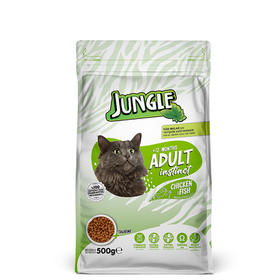 Jungle - Jungle 500 Gr-8 Adet Tavuk-Balık Yetişkin Kedi M.