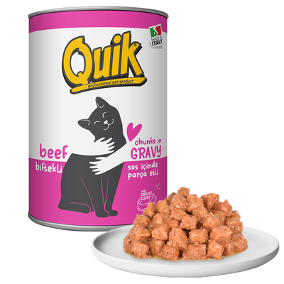 Quik Kedi 415 gr Biftekli Konserve 24 Adet - Quik