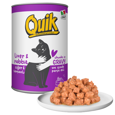 Quik Kedi 415 gr Ciğer-Tavşan Konserve 24 Adet - Quik