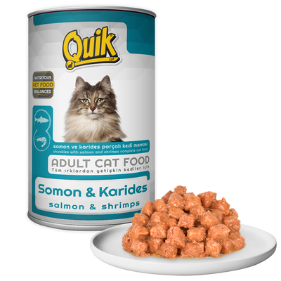 Quik - Quik Kedi 415 gr Somon-Karides Kons. 24 Adet
