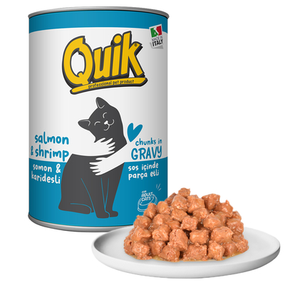 Quik - Quik Kedi 415 gr Somon-Karides Konserve 24 Adet