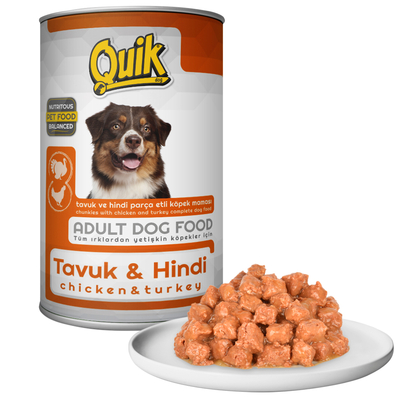 Quik - Quik Köpek 415 gr Tavuk-Hindi Konserve 24 Adet