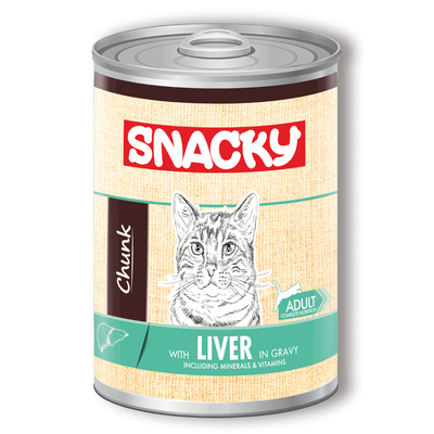 Snacky - Snacky 12'li Koli-400 gr Chunk Ciğerli Yetişkin Kedi
