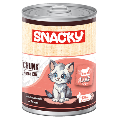 Snacky - Snacky 12'li Koli-400 gr Chunk/Konserve Kuzulu Yavru Kedi