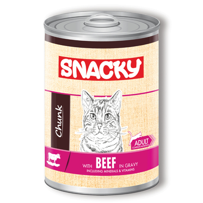 Snacky - Snacky 12'li Koli-400 gr Chunk SığırEtli Yetiş.Kedi