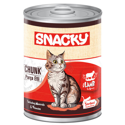Snacky 12'li Koli-400 gr Chunk/Konserve Kuzulu Sterilised Kedi - Snacky