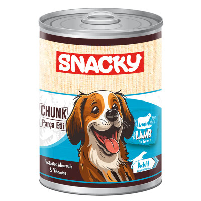 Snacky Az Tahıllı 400 gr Chunk/Konserve KuzuEtli Yetiş.Köpek 12'li - Snacky