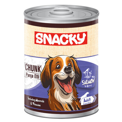 Snacky Az Tahıllı 400 gr Chunk/Konserve Somonlu Yetiş.Köpek 12'li - Snacky