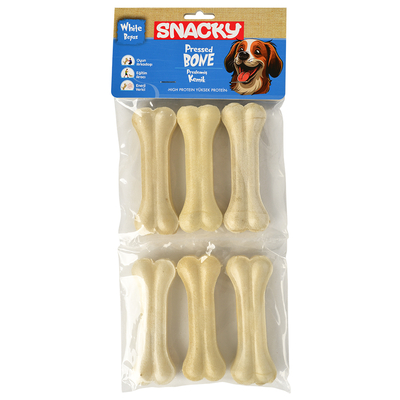 Snacky - Snacky Beyaz Köpek Çiğneme Kemiği 10cm *6'lı *165g *10 Paket