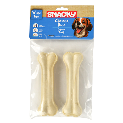 Snacky - Snacky Beyaz Köpek Çiğneme Kemiği 13cm *2'li *95g *10 Paket 