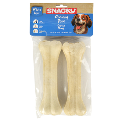 Snacky - Snacky Beyaz Köpek Çiğneme Kemiği 15cm *2'li *145g *10 Paket 