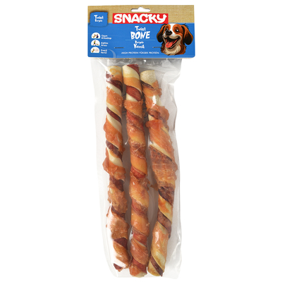 Snacky - Snacky Çift Renkli Tavuklu Köpek Ödül 3'lü *25cm *195g *6 Paket