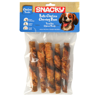 Snacky - Snacky Füme Tavuk Rulo Köpek Ödül 5'li *7,5cm *100g *6 Paket