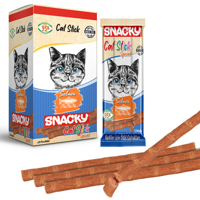 Snacky - Snacky Kedi Stick Ödül Somonlu 3*5 gr-25 Adet
