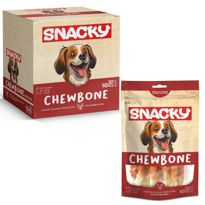 Snacky T. Tavuk Sargılı Çubuk Köpek Ödül 10'lu *13cm *100g *6 Paket. - Snacky