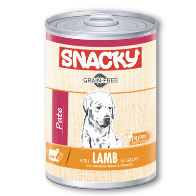 Snacky - Snacky Tahılsız 400 gr Pate/Konserve Kuzulu Yavru Köpek 12'li