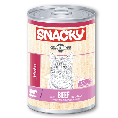 Snacky - Snacky Tahılsız 400 gr Pate/Konserve SığırEtli Yetiş.Kedi 12'li