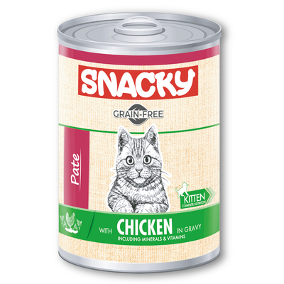 Snacky - Snacky Tahılsız 400 gr Pate/Konserve Tavuklu Yavru Kedi 12'li