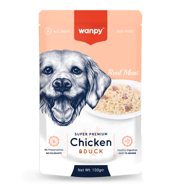 Wanpy 100g Pouch Tavuk&Ördek Yaş Köpek Maması 12 Adet