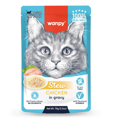 Wanpy 70g Pouch Tavuklu Yaş Kedi Maması 10 Adet. - Wanpy
