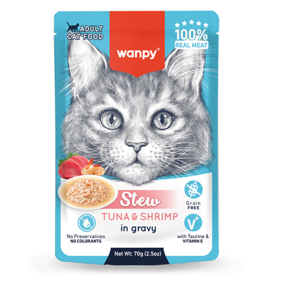 Wanpy 70g Pouch Ton Balık&Karidesli Yaş Kedi Maması 10 Adet. - Wanpy