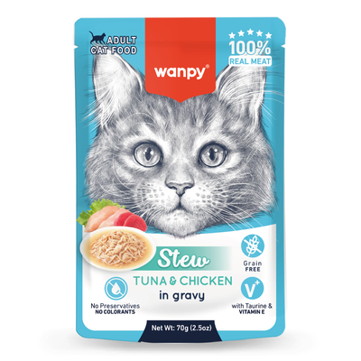 Wanpy 70g Pouch Ton Balık&Tavuklu Yaş Kedi Maması 10 Adet. - Wanpy