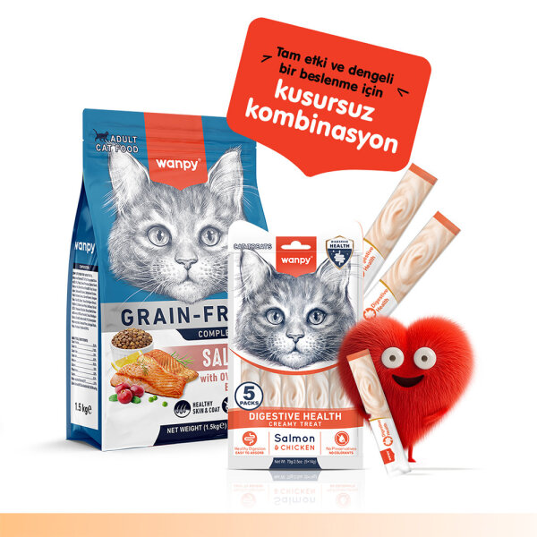 Wanpy Digestive Health Somon Balığı&Tavuk 12'li-F.Krema Ödül 5x14gr - 6