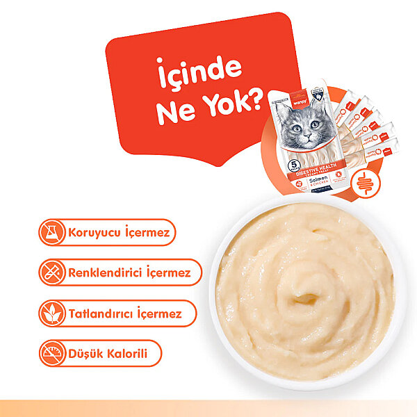 Wanpy Digestive Health Somon Balığı&Tavuk 12'li-F.Krema Ödül 5x14gr - 3