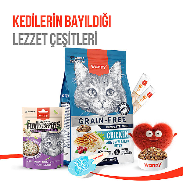 Wanpy Dondurularak Kurutulmuş Fluffy Toppers - Ördek, Brüksel ve Kara Lahana - 30g - 11