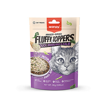 Wanpy Dondurularak Kurutulmuş Fluffy Toppers - Ördek, Brüksel ve Kara Lahana - 30g - Wanpy