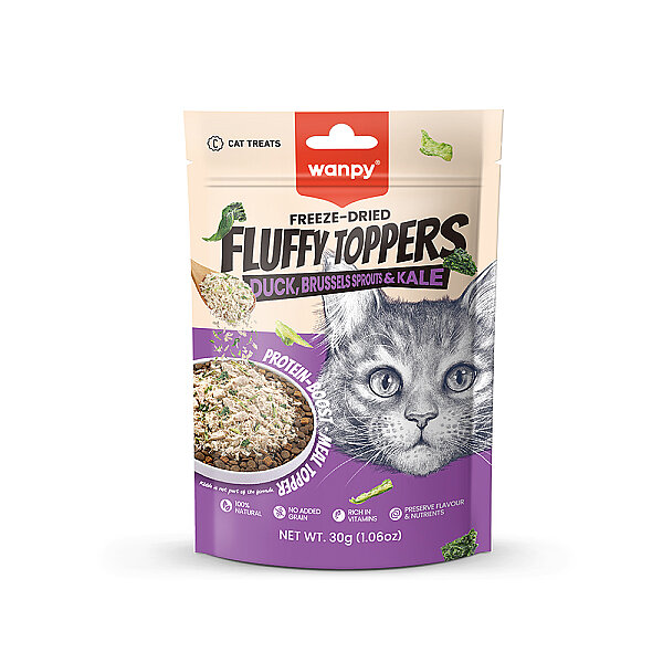 Wanpy Dondurularak Kurutulmuş Fluffy Toppers - Ördek, Brüksel ve Kara Lahana - 30g - 1