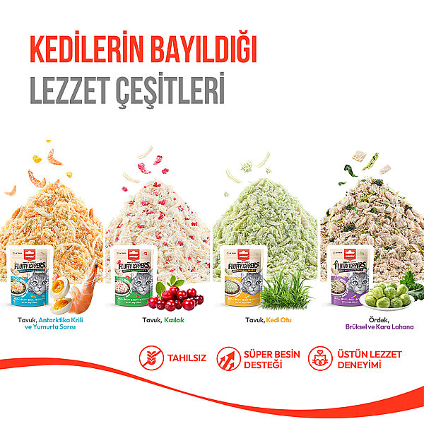Wanpy Dondurularak Kurutulmuş Fluffy Toppers - Tavuk, Antarktika Krili ve Yumurta Sarısı - 30g - 7