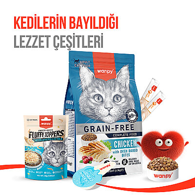Wanpy Dondurularak Kurutulmuş Fluffy Toppers - Tavuk, Antarktika Krili ve Yumurta Sarısı - 30g - 10